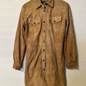 Ralph Lauren Tan Suede Button-Front Duster/Dress